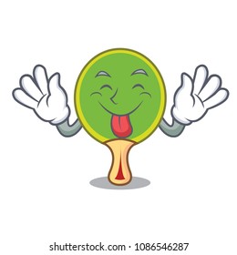 Tongue out ping pong racket mascot cartoon