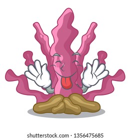 Tongue out pink seaweed in the mascot aquarium