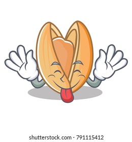 Tongue out pistachio nut mascot cartoon