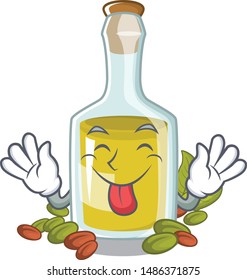 Tongue out pistachio oil isolated with the cartoon