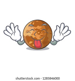 Tongue out planet mercury isolated in a mascot