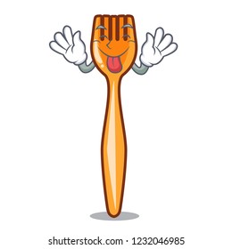 Tongue out plastic fork on cartoon image funny