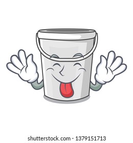 Tongue out plastic tube bucket in the mascot