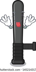 Tongue out police baton in a cartoon chair