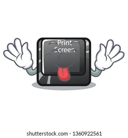 Tongue out print screen button on cartoon keyboard