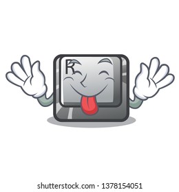 Tongue out R button in the cartoon game