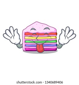 Tongue out rainbow cake in ice mascot cupboard