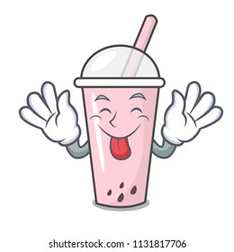 Tongue out raspberry bubble tea character cartoon
