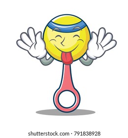 Tongue out rattle toy mascot cartoon