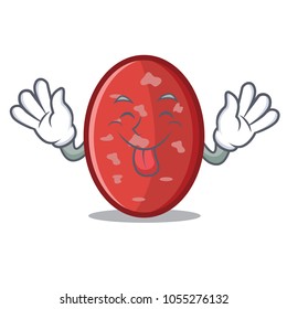 Tongue out salami mascot cartoon style