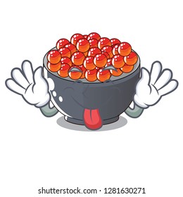 Tongue out salmon roe with isolated on mascot