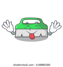 Tongue out scrub brush mascot cartoon