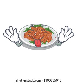 Tongue out sesame chicken in the character shape