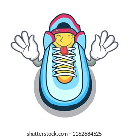 Tongue out sneaker mascot cartoon style