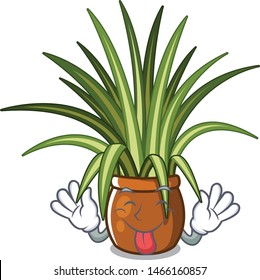 Tongue out spider plants in the cartoon yard