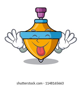 Tongue out spinning top mascot cartoon