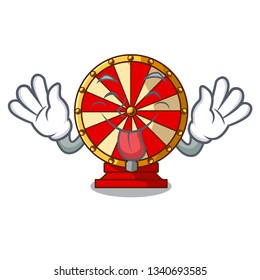 Tongue out spinning wheel attached the cartoon wall