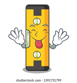 Tongue out spirit level in a cartoon bag