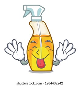 Tongue out spray bottles are isolated from cartoons