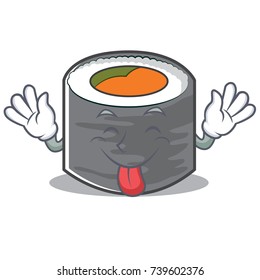 Tongue out sushi cartoon character style