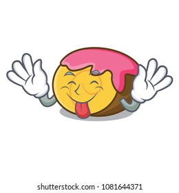 Tongue out swiss roll mascot cartoon