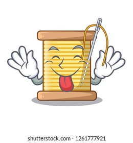 Tongue out thread spool in a shape cartoon