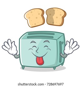 Tongue out toaster character cartoon style