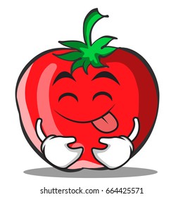 Tongue out tomato character cartoon collection vector illustration