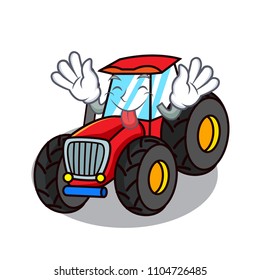 Tongue out tractor mascot cartoon style