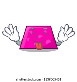 Tongue out trapezoid mascot cartoon style