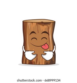 Tongue out tree trunk character cartoon vector illustration