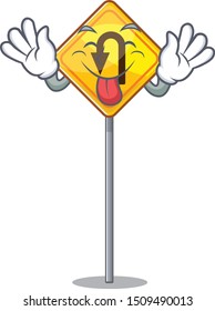 Tongue out u turn sign isolated the character