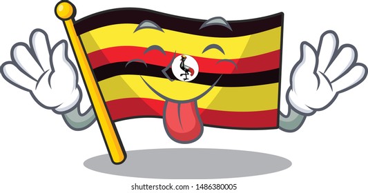Tongue out uganda flag is kept cartoon drawer