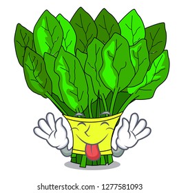 Tongue out vegetables spinach isolated on the mascot