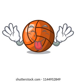 Tongue out volleyball mascot cartoon style
