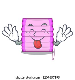 Tongue out window with blinds isolated on mascot