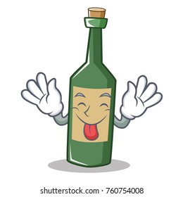 Tongue out wine bottle character cartoon