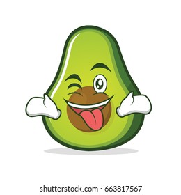 Tongue out with wink avocado cartoon character vector art