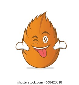 Tongue out with wink dried leaves cartoon character vector