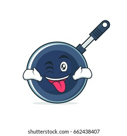 Tongue out with wink frying pan character
