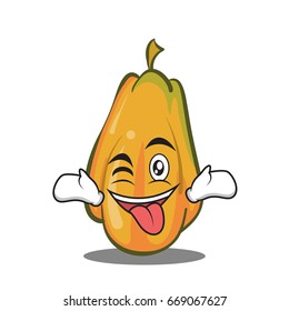 Tongue out with wink papaya cartoon character design illustration