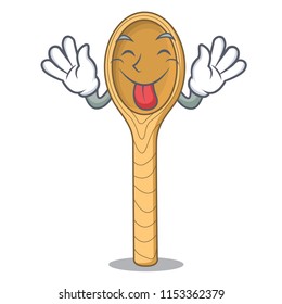 Tongue out wooden spoon mascot cartoon
