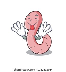 Tongue out worm mascot cartoon style