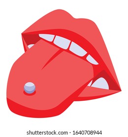 Tongue piercing icon. Isometric of tongue piercing vector icon for web design isolated on white background