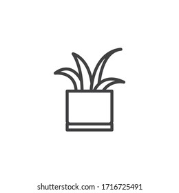 Tongue plant line icon. Decorative potted house plant linear style sign for mobile concept and web design. Snake plant outline vector icon. Symbol, logo illustration. Vector graphics