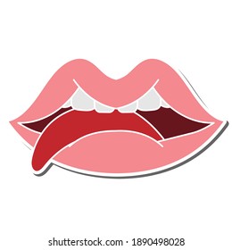 tongue popping hand drawn doodle stickers design vector illustration