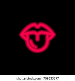 Tongue red glowing neon ui ux icon. Glowing sign logo vector