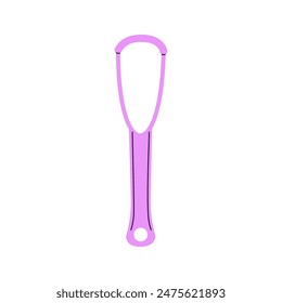 Tongue scraper for dental hygiene icon. Cleaner, plastic brush for cleaning, washing mouth. Professional dentistry tool for oral health care. Flat isolated vector illustration on white background