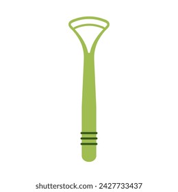 Tongue scraper with plastic green handle for morning oral hygiene vector illustration