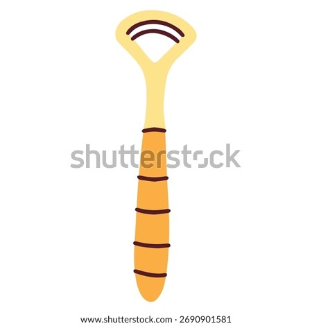 A tongue scraper for removing bacteria and improving oral hygiene. Tool for fresh breath and daily dental care. Vector illustration of a personal cleaning product isolated on white.